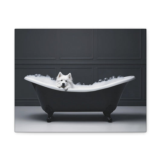 Custom Dog ArtSamoyed in Bathtub Art - Pet Portrait for Your Home