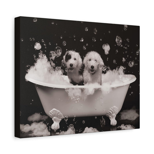 Custom Dog ArtSheepadoodle Art - Dog in Bathtub Art