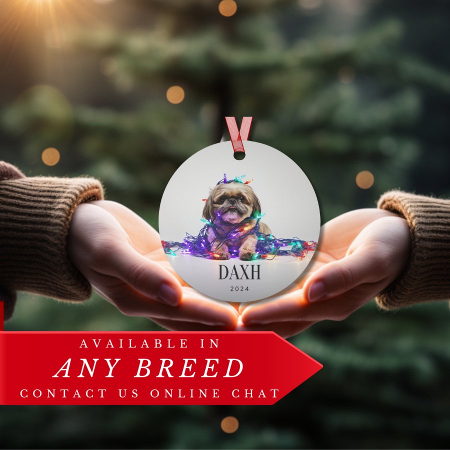 Custom Dog ArtShih Tzu Christmas Ornament | Personalized