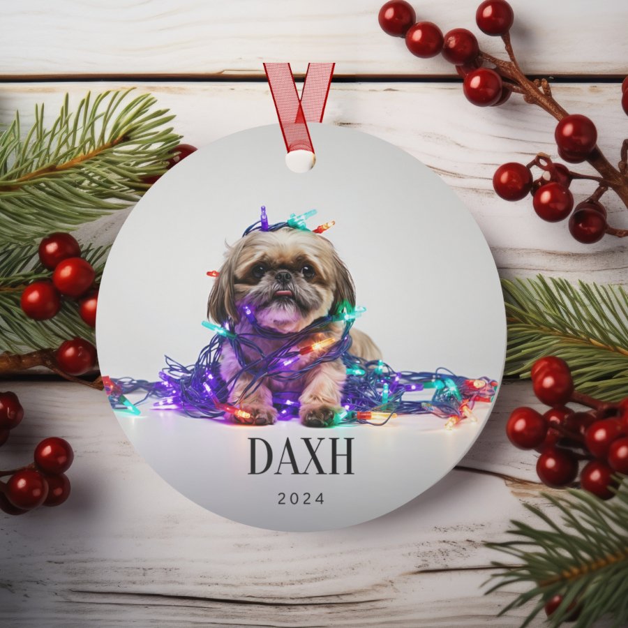 Custom Dog ArtShih Tzu Christmas Ornament | Personalized