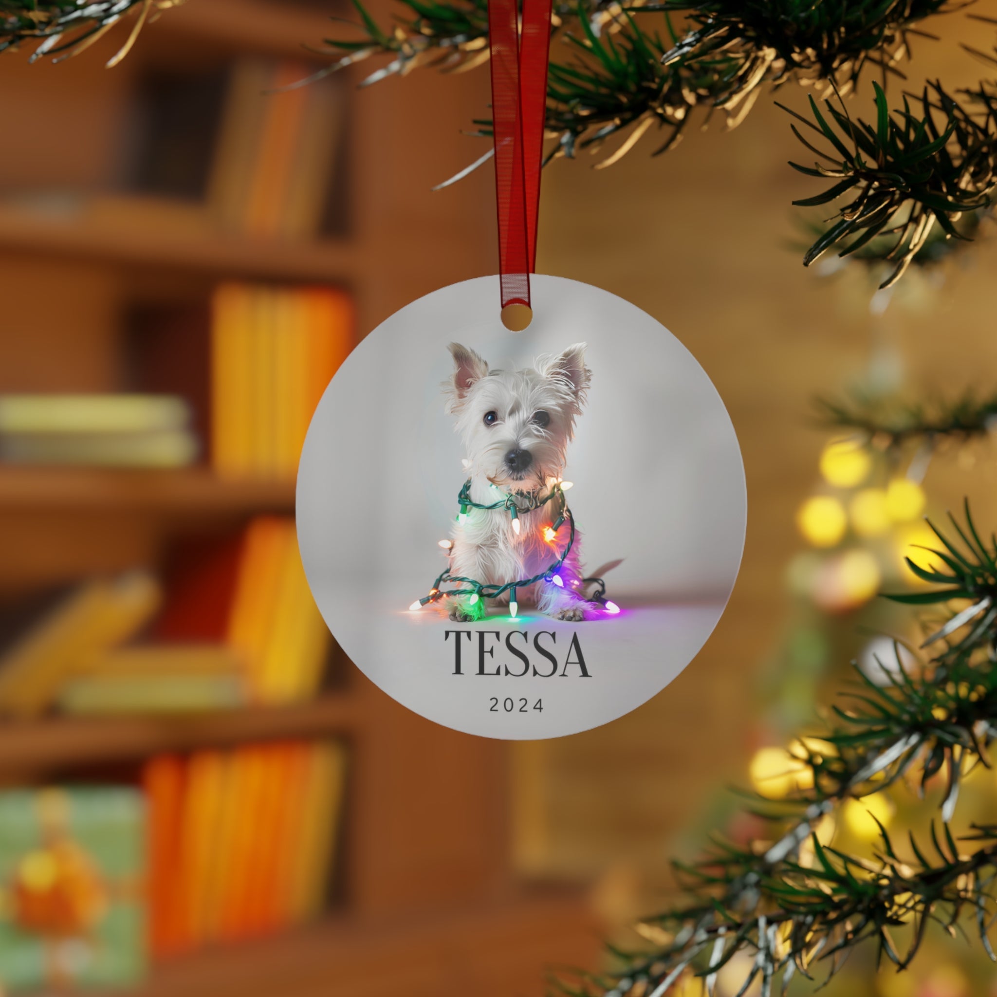 Custom Dog ArtWestie Christmas Ornament | Personalized