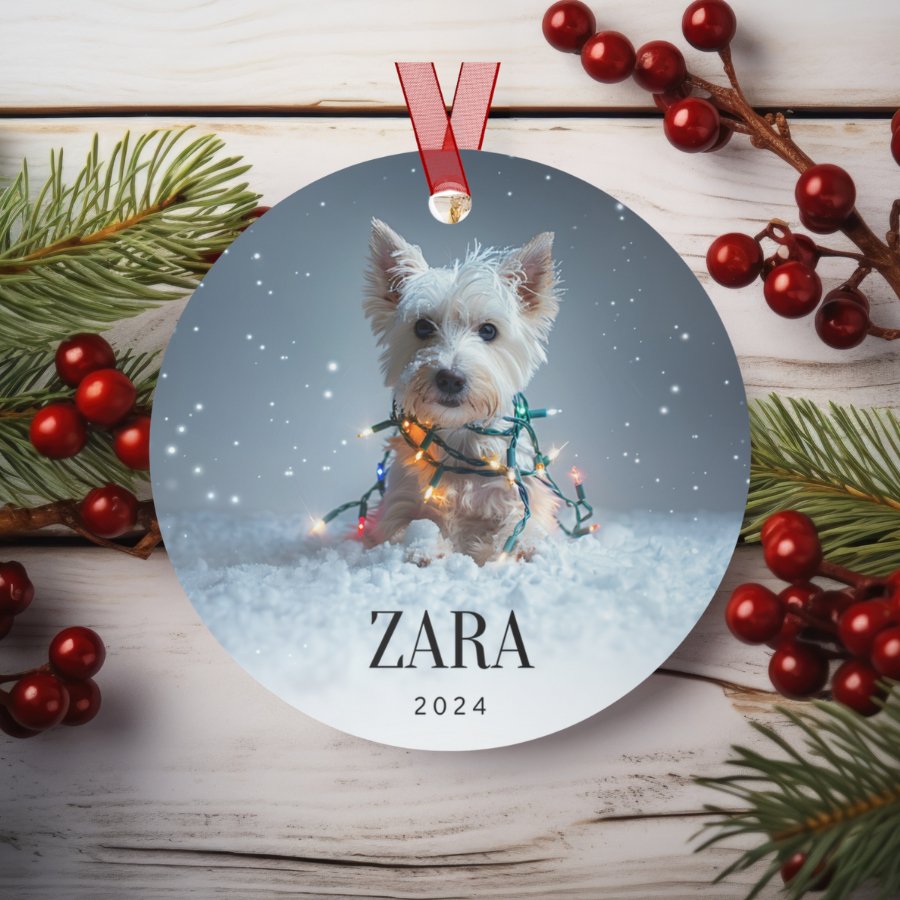 Custom Dog ArtWestie Christmas Ornament | Personalized