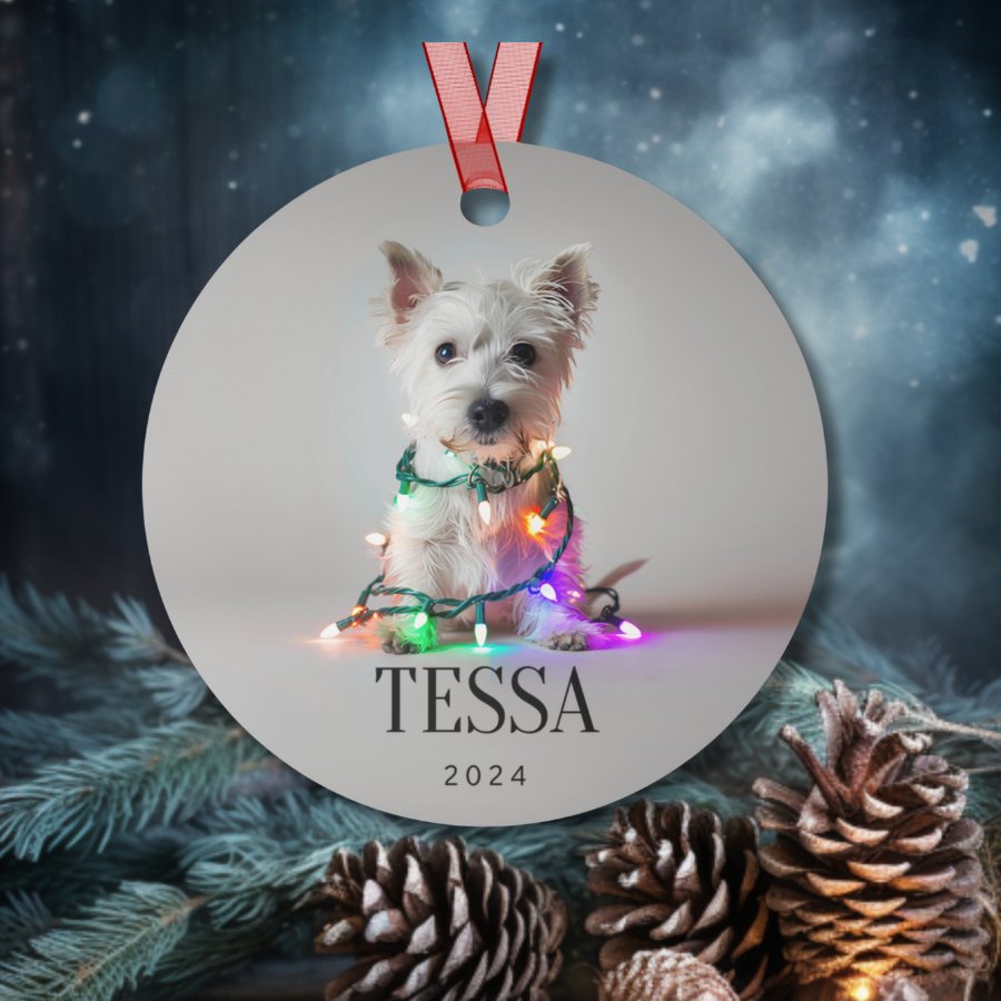 Custom Dog ArtWestie Christmas Ornament | Personalized