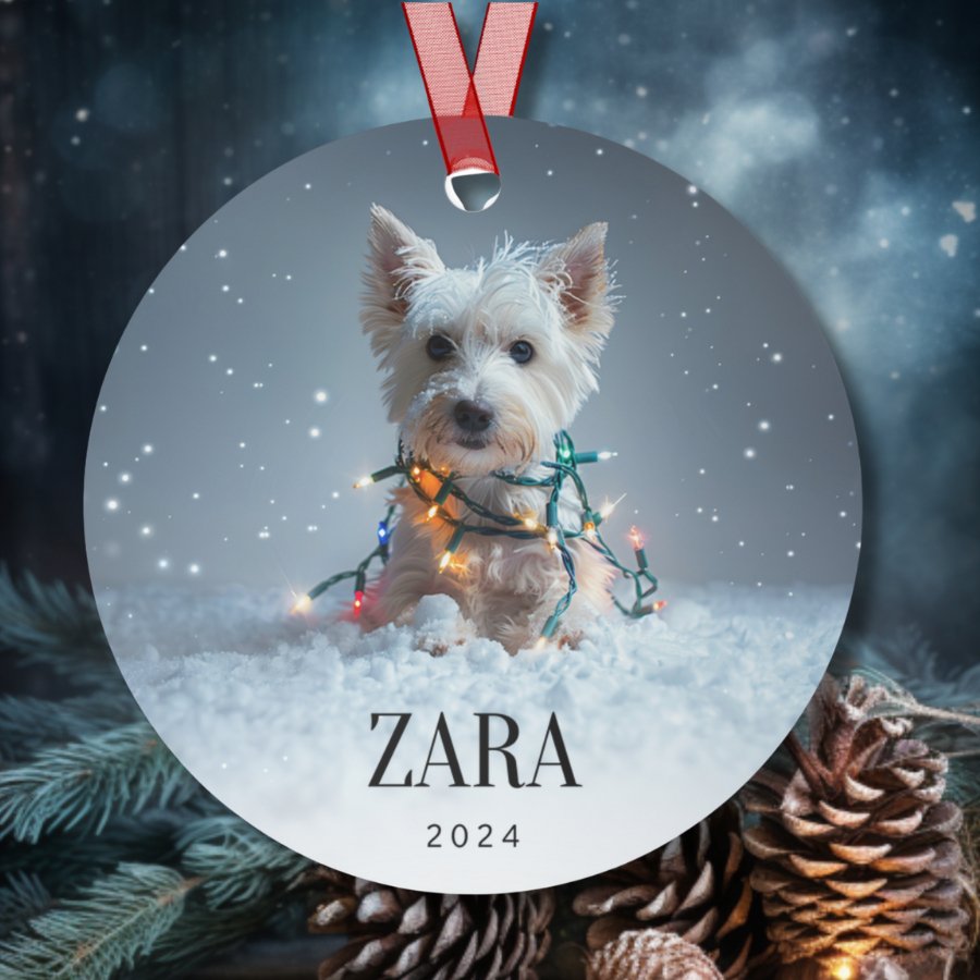 Custom Dog ArtWestie Christmas Ornament | Personalized