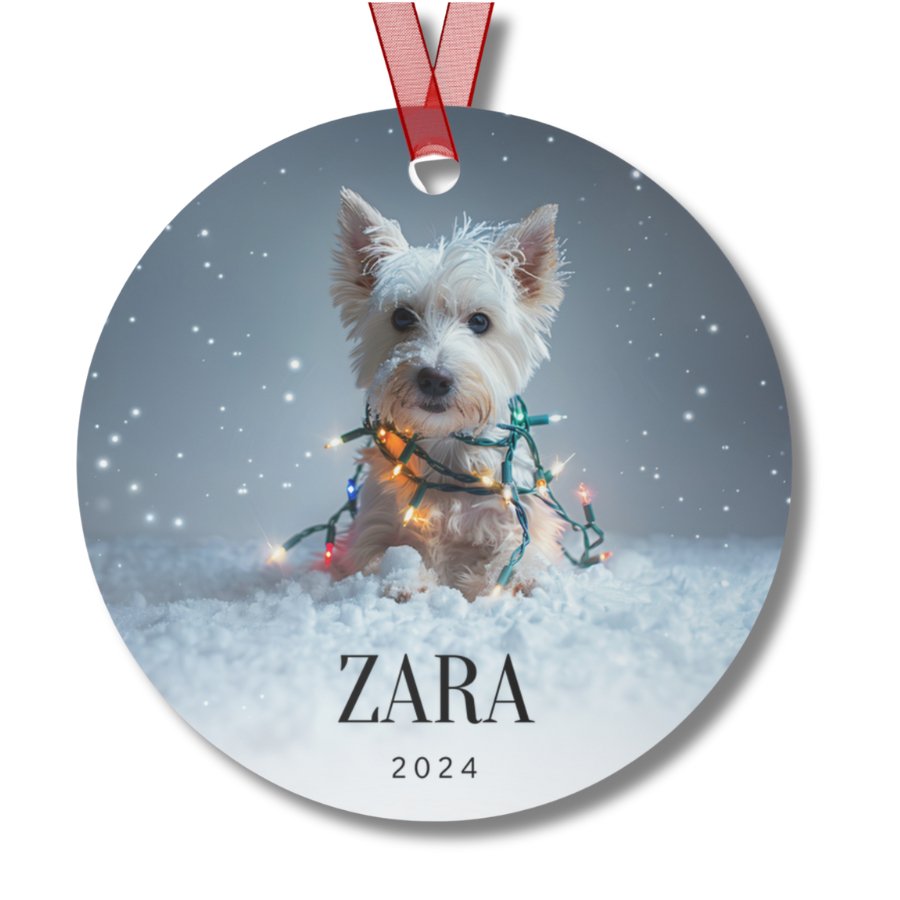 Custom Dog ArtWestie Christmas Ornament | Personalized