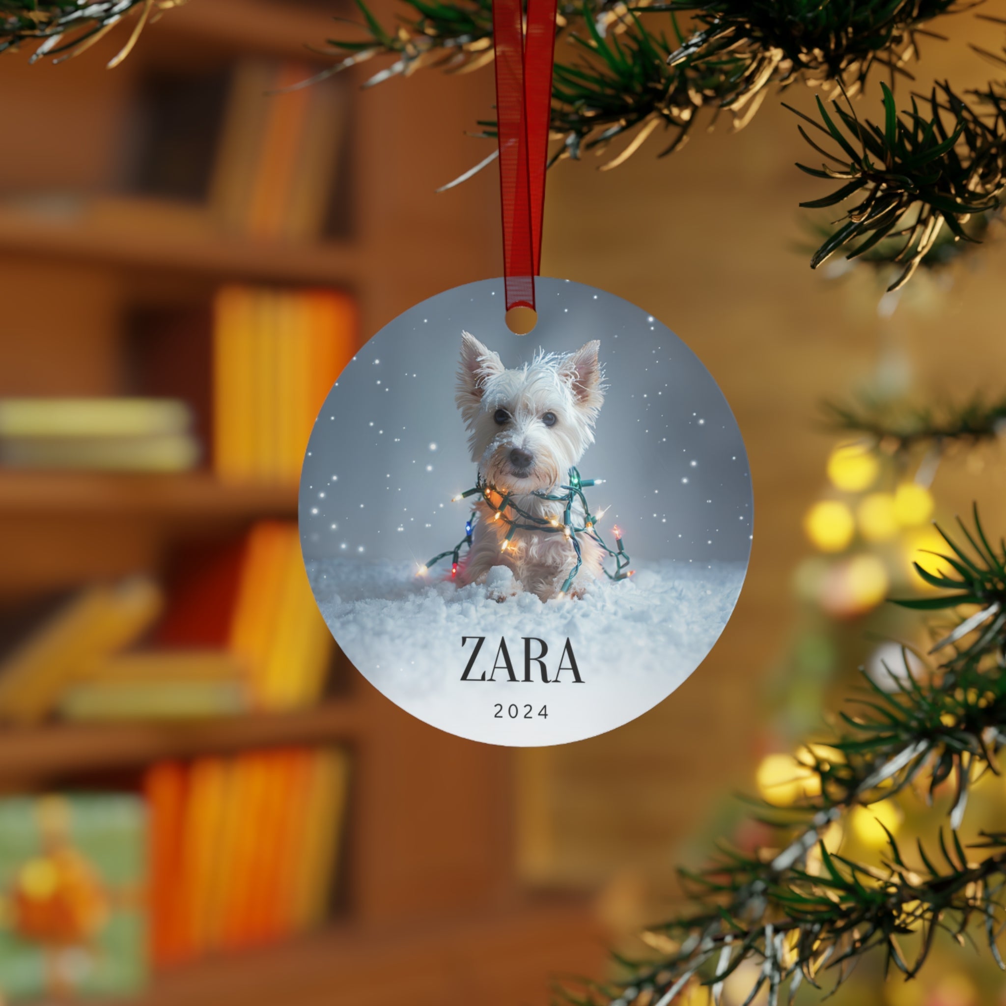 Custom Dog ArtWestie Christmas Ornament | Personalized