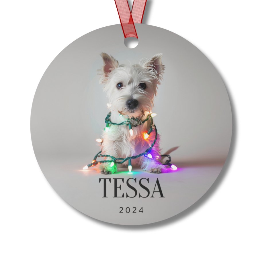 Custom Dog ArtWestie Christmas Ornament | Personalized