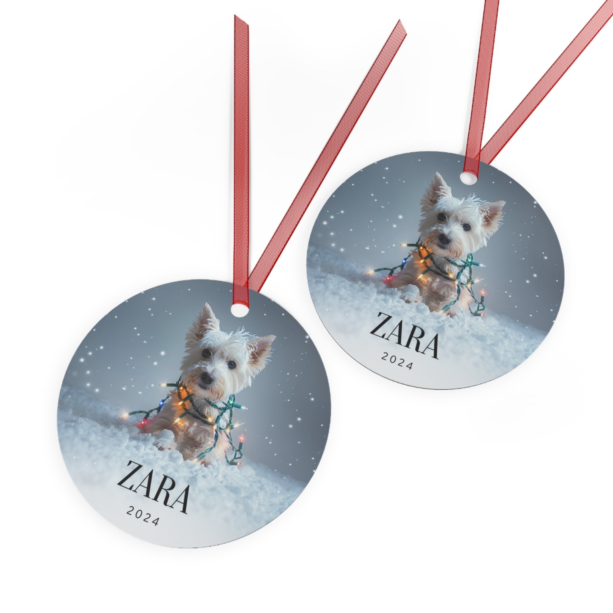 Custom Dog ArtWestie Christmas Ornament | Personalized