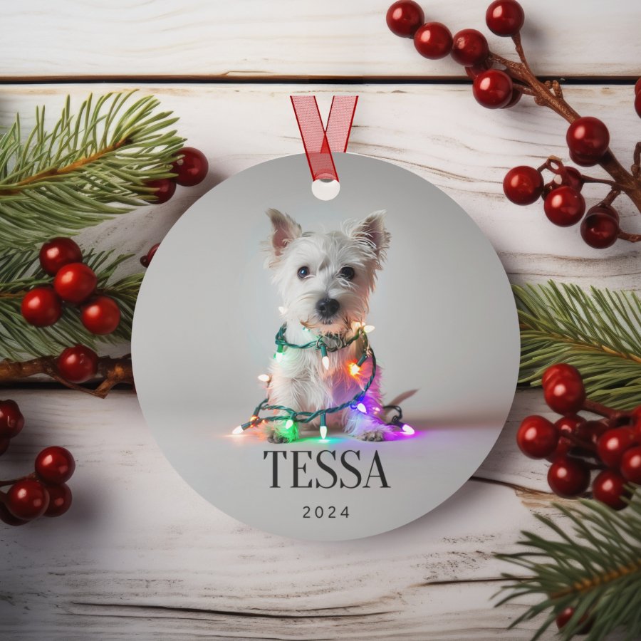 Custom Dog ArtWestie Christmas Ornament | Personalized