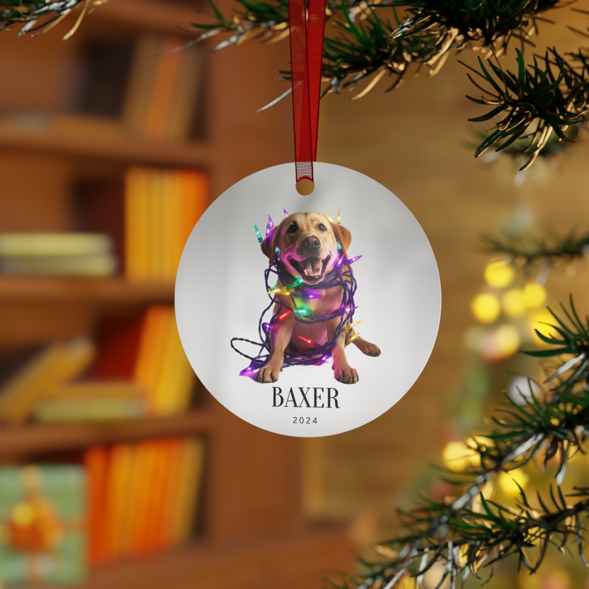 Custom Dog ArtYellow Lab Christmas Ornament | Personalized