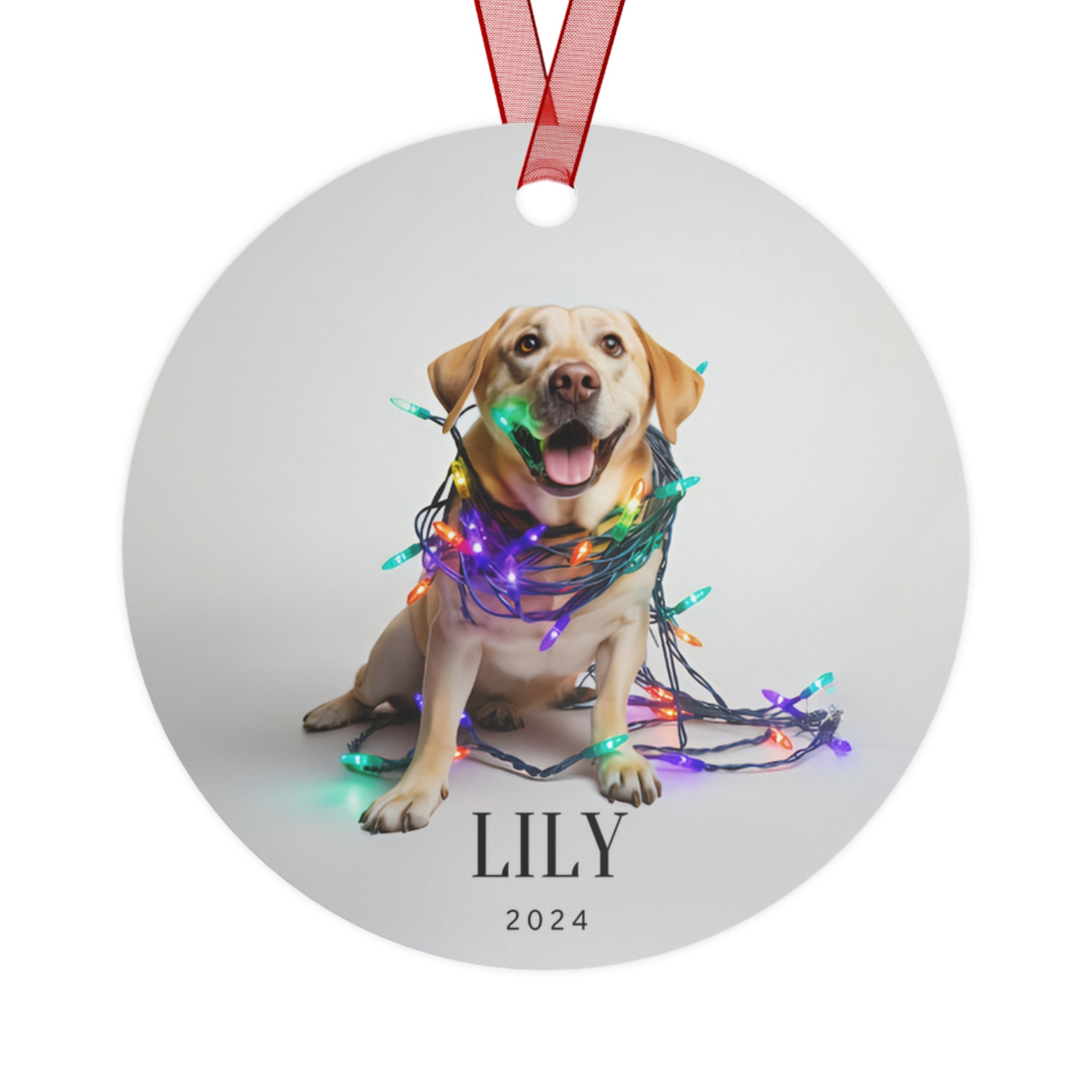 Custom Dog ArtYellow Lab Christmas Ornament | Personalized