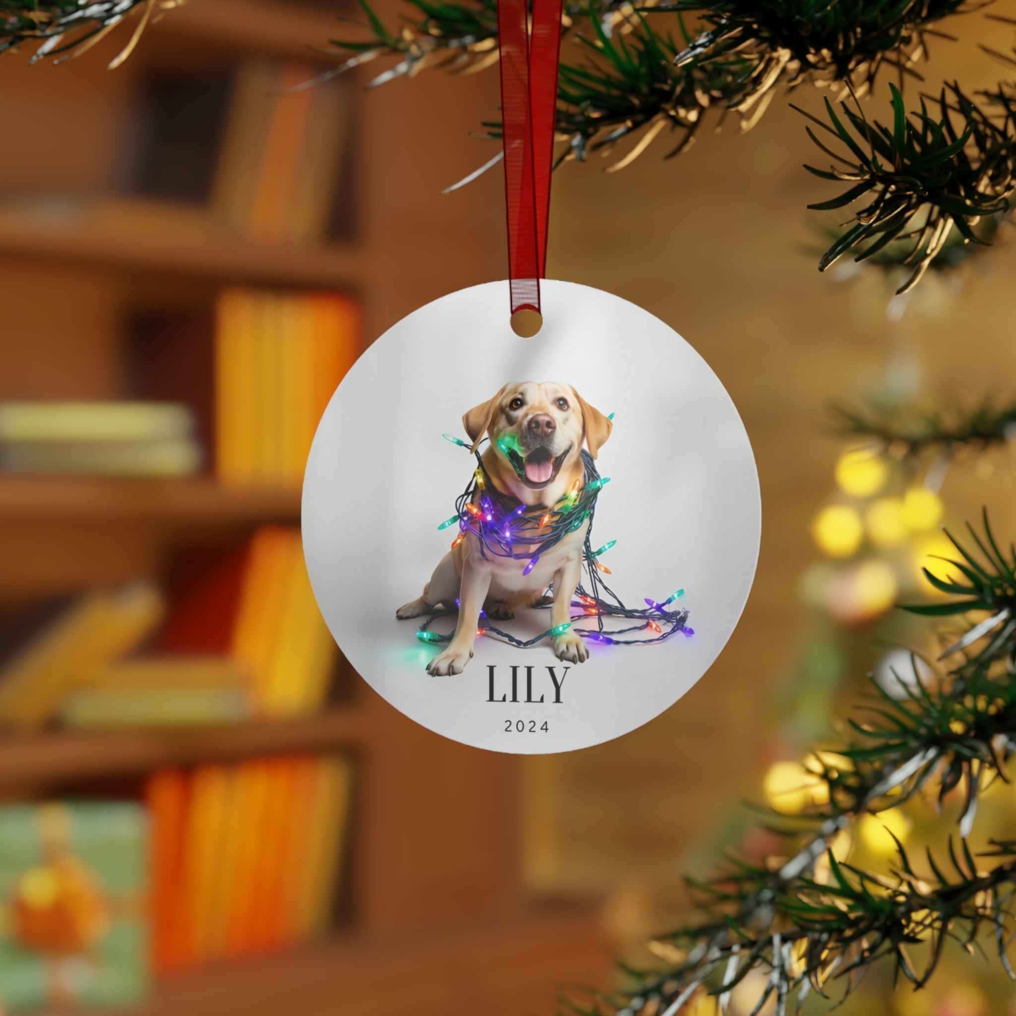 Custom Dog ArtYellow Lab Christmas Ornament | Personalized