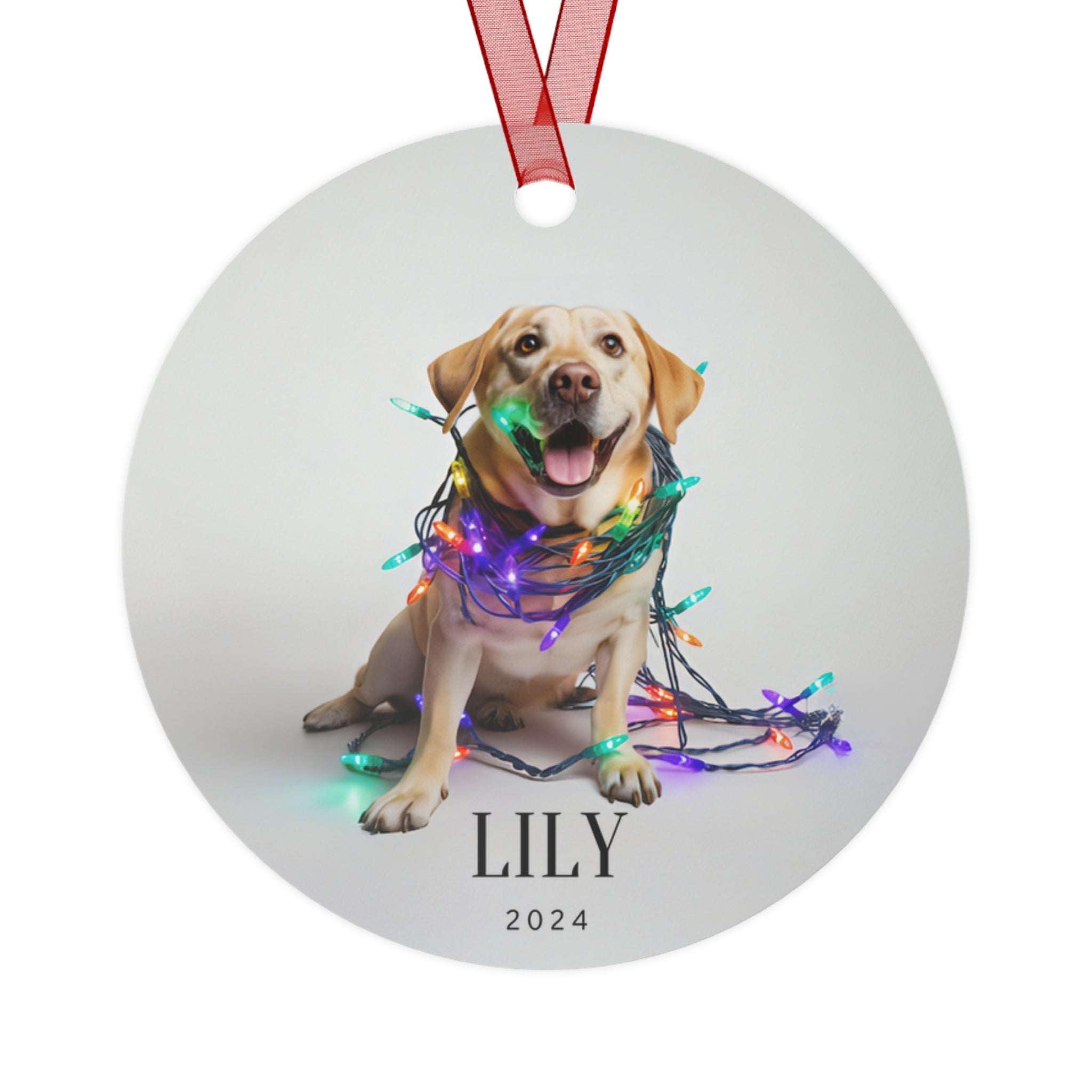 Custom Dog ArtYellow Lab Christmas Ornament | Personalized