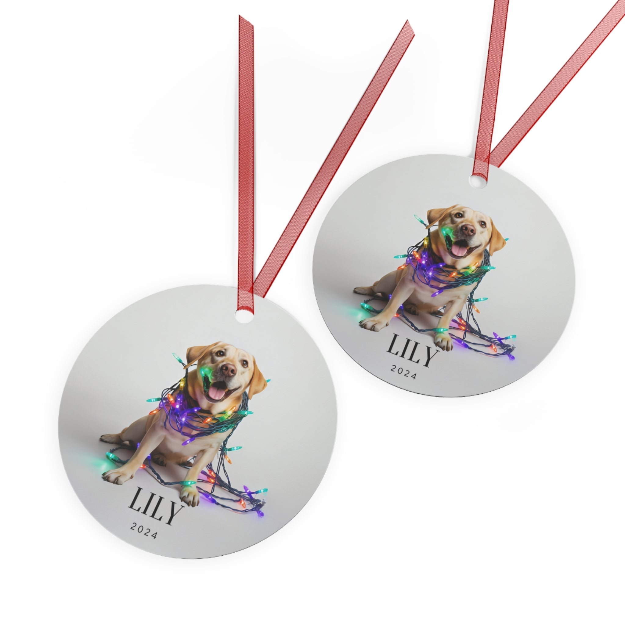 Custom Dog ArtYellow Lab Christmas Ornament | Personalized