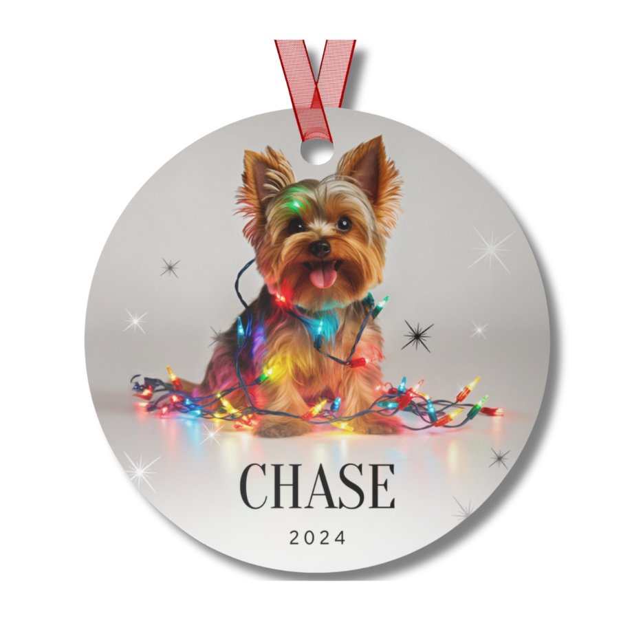 Custom Dog ArtYorkie Christmas Ornament | Personalized