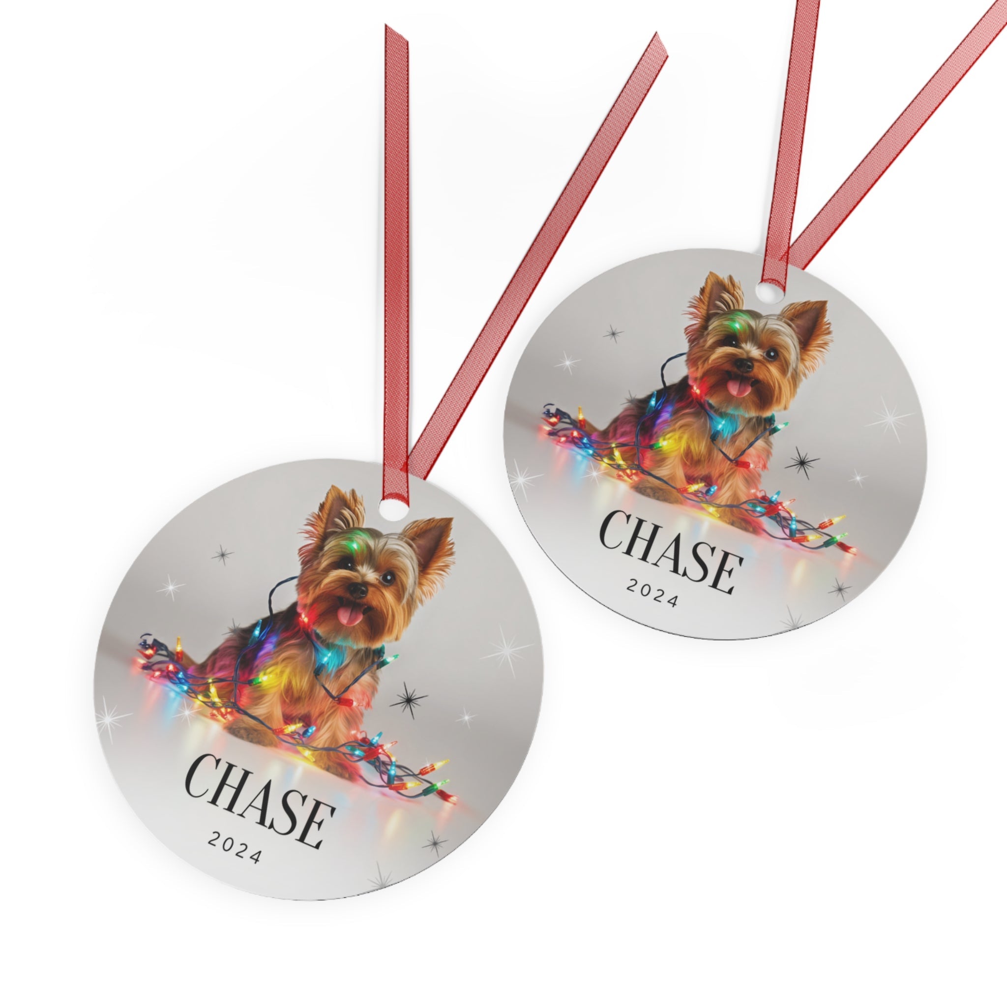 Custom Dog ArtYorkie Christmas Ornament | Personalized