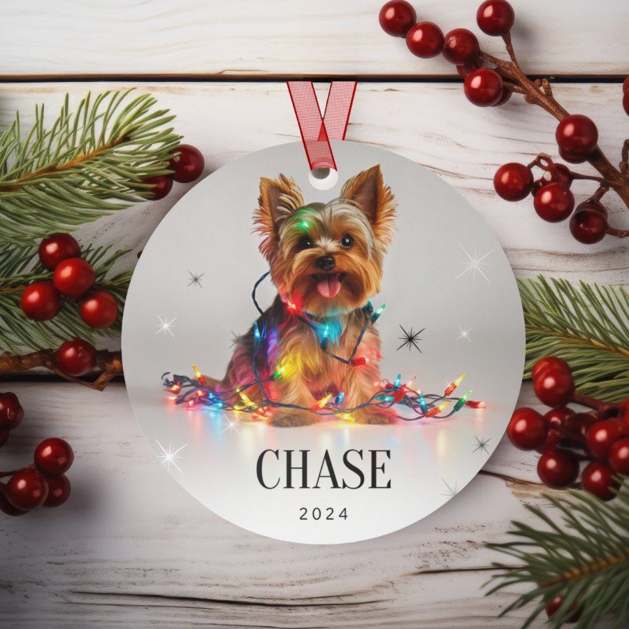 Custom Dog ArtYorkie Christmas Ornament | Personalized