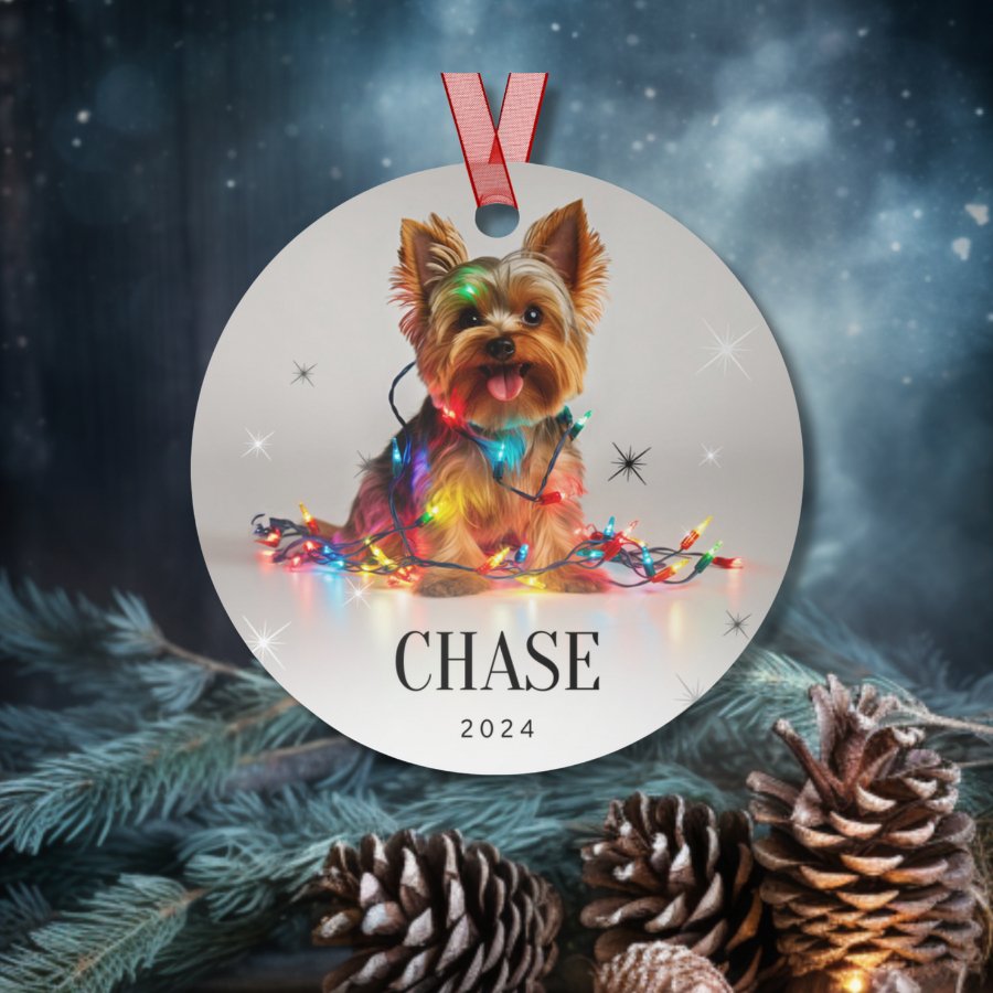 Custom Dog ArtYorkie Christmas Ornament | Personalized