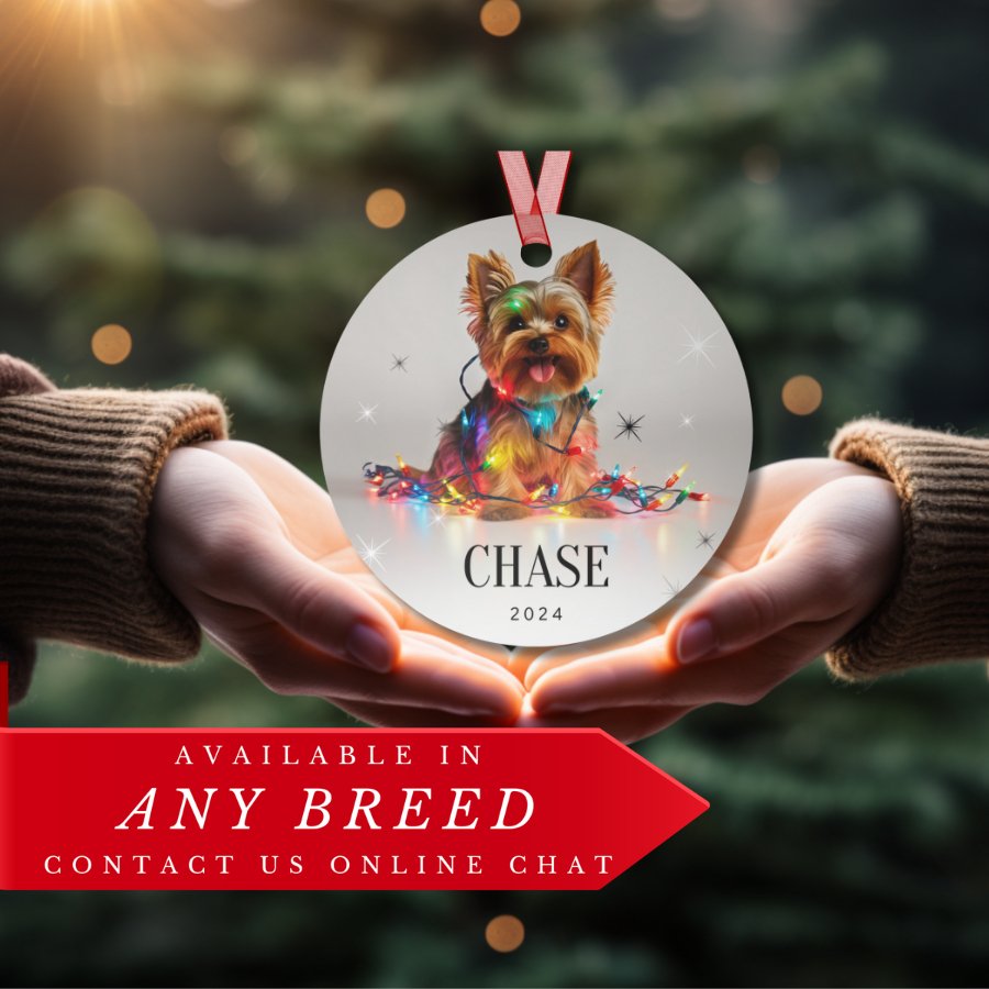 Custom Dog ArtYorkie Christmas Ornament | Personalized