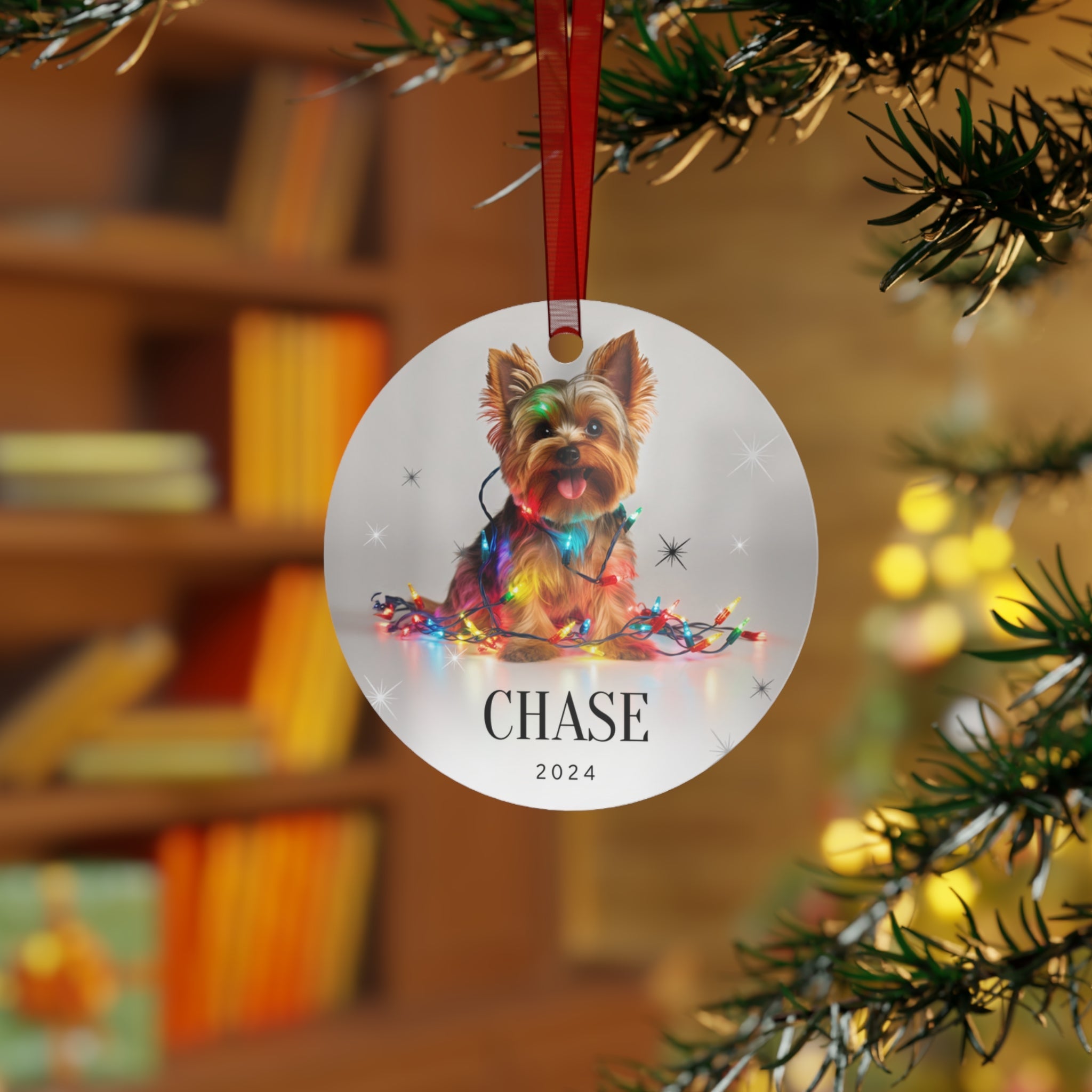 Custom Dog ArtYorkie Christmas Ornament | Personalized