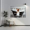 Load image into Gallery viewer, Personalized canvas art of Yorkshire Terrier in bubble bath
