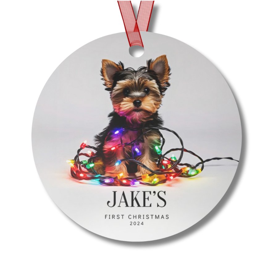 Custom Dog ArtYorkie Puppy Christmas Ornament | Personalized